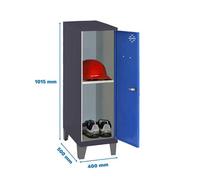 Simon Rack Taquillas Vestuario Pequeña, 1015x400x500 mm, Amario Metalico Pequeño, Incluye Llave, Antracita/Azul - Simonlocker