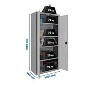 Simon Rack Amario Metálico Almacenaje, 1800x1000x400 mm, Armario Multiusos, 2 Puertas, 4 Estantes, Gris/Blanco - Simonlocker