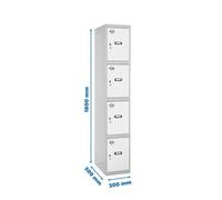Taquilla 1800x300x500 SIMONLOCKER PROFESIONAL 4 PUERTA 1/4 300 IN GR/BL marca SIMONRACK
