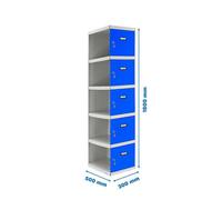 Simon Rack Taquillas Vestuario Metalicas, 5 Puerta, Incluye Llave, 1800x300x500 mm, MÓDULO Adicional, Gris/Azul - Simonlocker