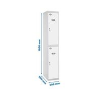 Simon Rack Taquillas Vestuario Metalicas, 2 Puerta, Incluye Llave, 1800x300x500 mm, Gris/Blanco - Simonlocker