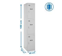 Simonrack Taquilla de vestuario metálica 3 puertas con llave 1800x400x500 mm Gris