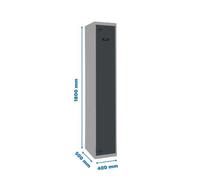 Simon Rack Taquillas Vestuario Metalicas, 1 Puerta, Incluye Llave, Profesional, 1800x400x500 mm, Gris/Antracita - Simonlocker