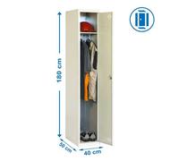 Simon Rack Taquillas Vestuario Metalicas, 1 Puerta, Incluye Llave, Profesional, 1800x400x500 mm, Gris - Simonlocker