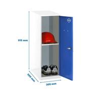 Simon Rack Taquillas Vestuario Pequeña, 915x300x500 mm, Amario Metalico Pequeño, Incluye Llave, Blanco/Azul - Simonlocker