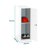 Simon Rack Taquillas Vestuario Pequeña, 915x300x500 mm, Amario Metalico Pequeño, Incluye Llave, Blanco - Simonlocker