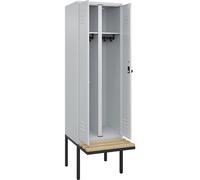 Taquilla con separación de ropa limpia/sucia Classic PLUS con banco C+P, 1 compartimento