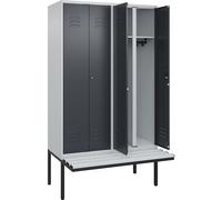 Taquilla con separación de ropa limpia/sucia Classic PLUS con banco C+P, 2 compartimentos