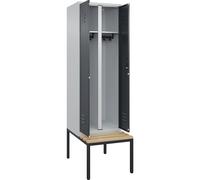 Taquilla con separación de ropa limpia/sucia Classic PLUS con banco C+P, pared separadora central, 1 sección