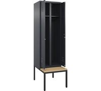 Taquilla con separación de ropa limpia/sucia Classic PLUS con banco C+P, pared separadora central, 1 sección