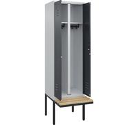 Taquilla con separación de ropa limpia/sucia Classic PLUS con banco C+P, pared separadora central, 1 sección