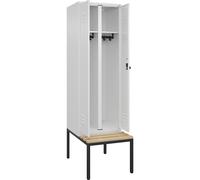 Taquilla con separación de ropa limpia/sucia Classic PLUS con banco C+P, pared separadora central, 1 sección