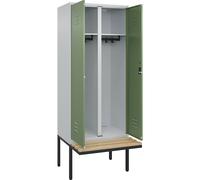 Taquilla con separación de ropa limpia/sucia Classic PLUS con banco C+P, pared separadora central, 1 sección