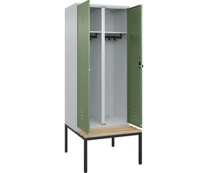 Taquilla con separación de ropa limpia/sucia Classic PLUS con banco C+P, pared separadora central, 1 sección