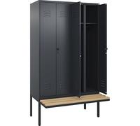 Taquilla con separación de ropa limpia/sucia Classic PLUS con banco C+P, pared separadora central, 2 secciones