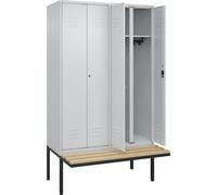 Taquilla con separación de ropa limpia/sucia Classic PLUS con banco C+P, pared separadora central, 2 secciones