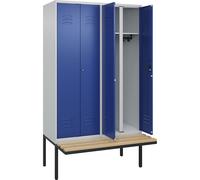 Taquilla con separación de ropa limpia/sucia Classic PLUS con banco C+P, pared separadora central, 2 secciones