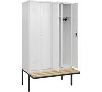 Taquilla con separación de ropa limpia/sucia Classic PLUS con banco C+P, pared separadora central, 2 secciones