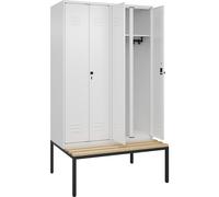 Taquilla con separación de ropa limpia/sucia Classic PLUS con banco C+P, pared separadora central, 2 secciones