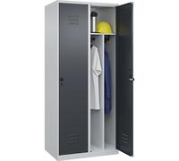 Taquilla con separación de ropa limpia/sucia Classic PLUS, estrecha C+P, 2 secciones, pared separadora acortada en el centro