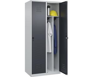 Taquilla con separación de ropa limpia/sucia Classic PLUS, estrecha C+P, 2 secciones, pared separadora acortada en el centro