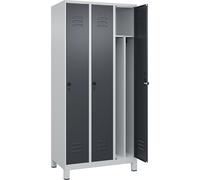 Taquilla con separación de ropa limpia/sucia Classic PLUS, estrecha C+P, 3 secciones, pared medianera corta