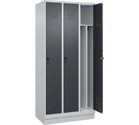 Taquilla con separación de ropa limpia/sucia Classic PLUS, estrecha C+P, 3 secciones, pared medianera corta