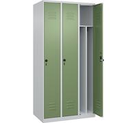 Taquilla con separación de ropa limpia/sucia Classic PLUS, estrecha C+P, 3 secciones, pared medianera corta