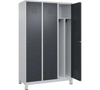 Taquilla con separación de ropa limpia/sucia Classic PLUS, estrecha C+P, 3 secciones, pared separadora acortada en el centro
