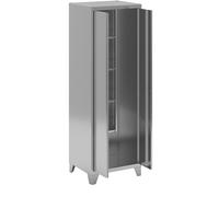 Taquilla de acero inoxidable para productos de limpieza 4 compartimentos, 2 ganchos para aparatos