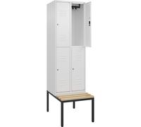 Taquilla de dos pisos Classic PLUS con banco C+P, 2 compartimentos