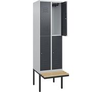 Taquilla de dos pisos Classic PLUS con banco C+P, 2 compartimentos