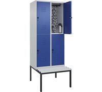 Taquilla de dos pisos Classic PLUS con banco C+P, 2 compartimentos