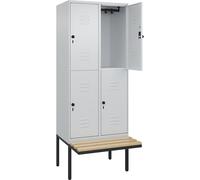 Taquilla de dos pisos Classic PLUS con banco C+P, 2 compartimentos