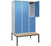 Taquilla de dos pisos Classic PLUS con banco C+P, 3 compartimentos