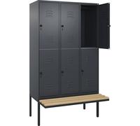 Taquilla de dos pisos Classic PLUS con banco C+P, 3 compartimentos