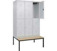 Taquilla de dos pisos Classic PLUS con banco C+P, 3 compartimentos