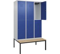 Taquilla de dos pisos Classic PLUS con banco C+P, 3 compartimentos