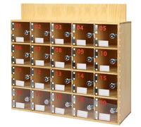 Taquilla de madera para teléfono celular con cerradura/llaves/puertas acrílicas pequeñas de 20 bahías, ideal para empleados, laboratorios, operaciones, gimnasio, escuela, fábricas y salas de examen