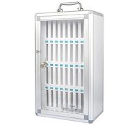 Taquilla de teléfono celular de 36 ranuras para montar en la pared, caja de bloqueo portátil de aleación de aluminio para escuelas, oficinas y aulas, ideal para exámenes, acabado plateado seguro con