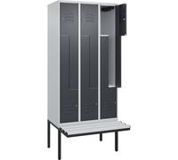 Taquilla en Z Classic PLUS con banco C+P, 3 compartimentos