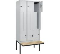 Taquilla en Z Classic PLUS con banco C+P, 3 compartimentos