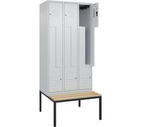 Taquilla en Z Classic PLUS con banco C+P, 3 compartimentos