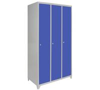 Taquilla Metálica para Ensamblar con 3 Puertas Azules 90x50x180cm Casillero Locker Organizador para Oficinas,Escuelas,Gimnasios y Vestuarios 2 llaves por Puerta,2 Imanes+Tarjetas de Nombre Incluidos