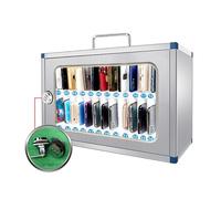 Taquilla para Teléfonos Móviles de Acero Inoxidable, Soporte para Teléfonos Móviles, con Cerradura de Combinación, 6/16/24 Compartimentos, Ideal para Hospitales, Oficinas(Silver,Large)