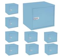 Taquilla portátil para teléfono escolar duradera con 9 compartimentos con combinación de llaves, opciones de bloqueo doble, almacenamiento seguro azul para estudiantes y personal