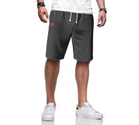 TARAINYA Pantalón Corto Hombre en Mezcla de Algodón y Lino con Cordon Ajustable y Bolsillos Gris Carbón 2XL
