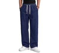 TARAINYA Vaqueros Hombre Baggy Pantalón Jeans S-4XL | Denim, Cintura Elástica y Cordón, Holgado, con Pliegues, 4 Bolsillos, Estilo Informal Aire Libre.