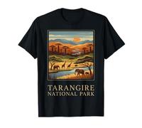 Tarangire Parque Nacional Tanzania Safari Vida Silvestre Arte Retro Camiseta