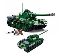 Tarcury Conjunto de Ladrillos de construcción Battle Brick WW2 IS-2 Heavy Tank - 845 PCS Conjunto del ejército con 3 Soldados Juguetes & Bloqueo de Carretera